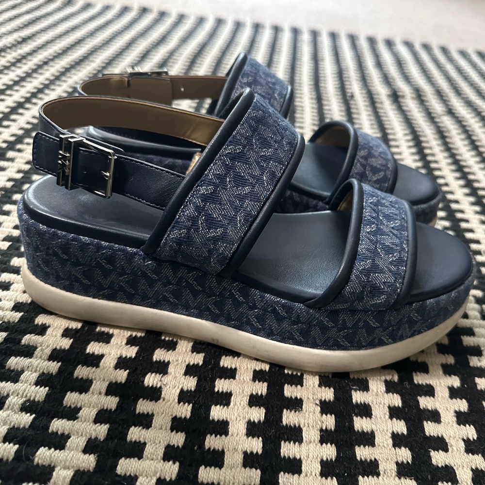 Blue Michael Kors Platform Sandals